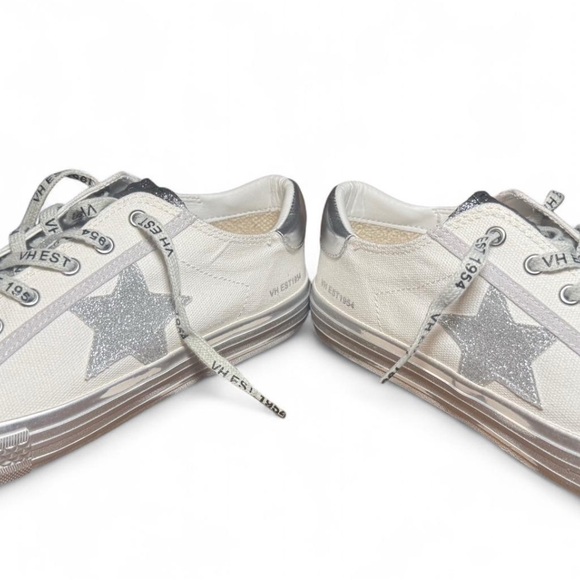 Vintage Havana Silver Star Low Top Sneakers White Glitter Canvas - Picture 5 of 7